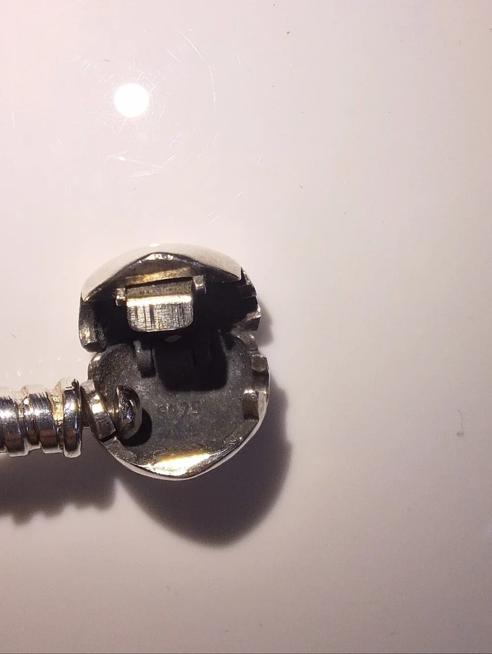 Authentic Pandora Heart Clasp Bracelet with Sparkling Pavé Safety Chain S925 ALE